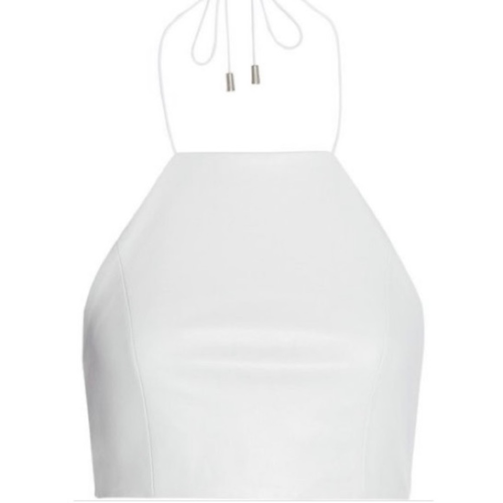Rag & Bone white Daytona leather halter crop top